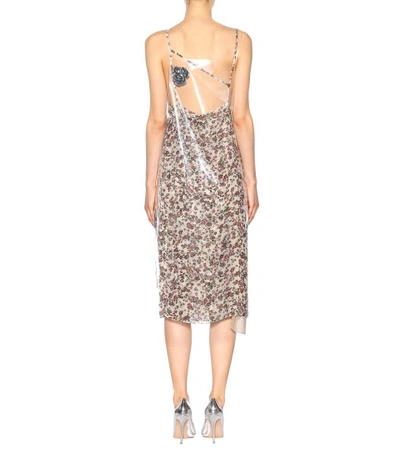 Calvin Klein 205w39nyc Floral Print Midi Dress With Transparent Overlayer In Multicoloured