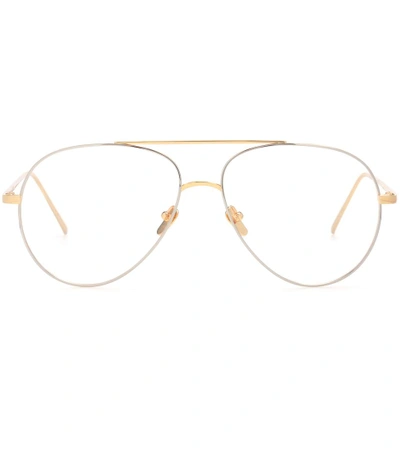 Linda Farrow Aviator Glasses In Gold