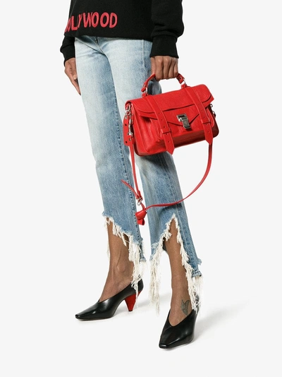 Shop Proenza Schouler Red Ps1 Mini Leather Shoulder Bag