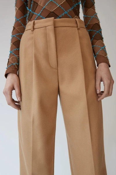 Shop Acne Studios Cropped Flannel Trousers Camel