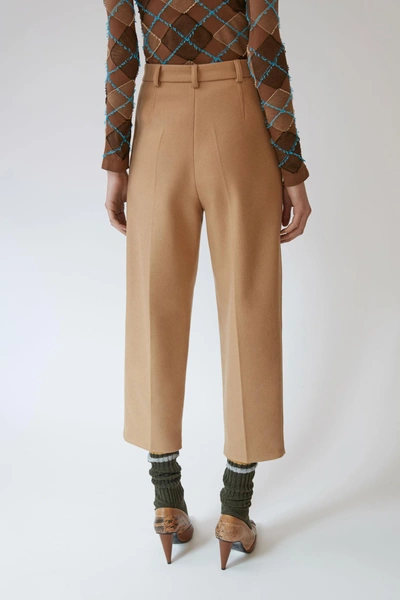 Shop Acne Studios Cropped Flannel Trousers Camel