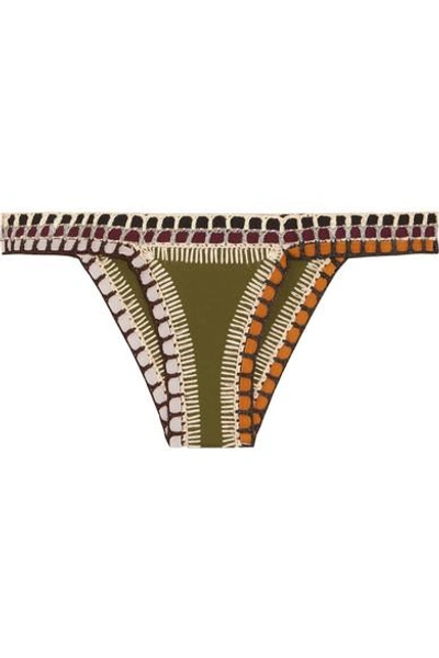 Shop Kiini Wren Crochet-trimmed Triangle Bikini Top In Army Green