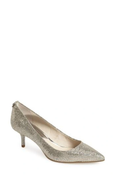 Shop Michael Michael Kors Women's  Kitten Heel Pump In Silver Glitter