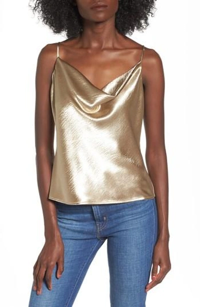 Shop Lovers & Friends Metallic Cowl Neck Top In Brushed Gold