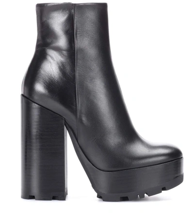 Shop Jil Sander Leather Plateau Ankle Boots In Black