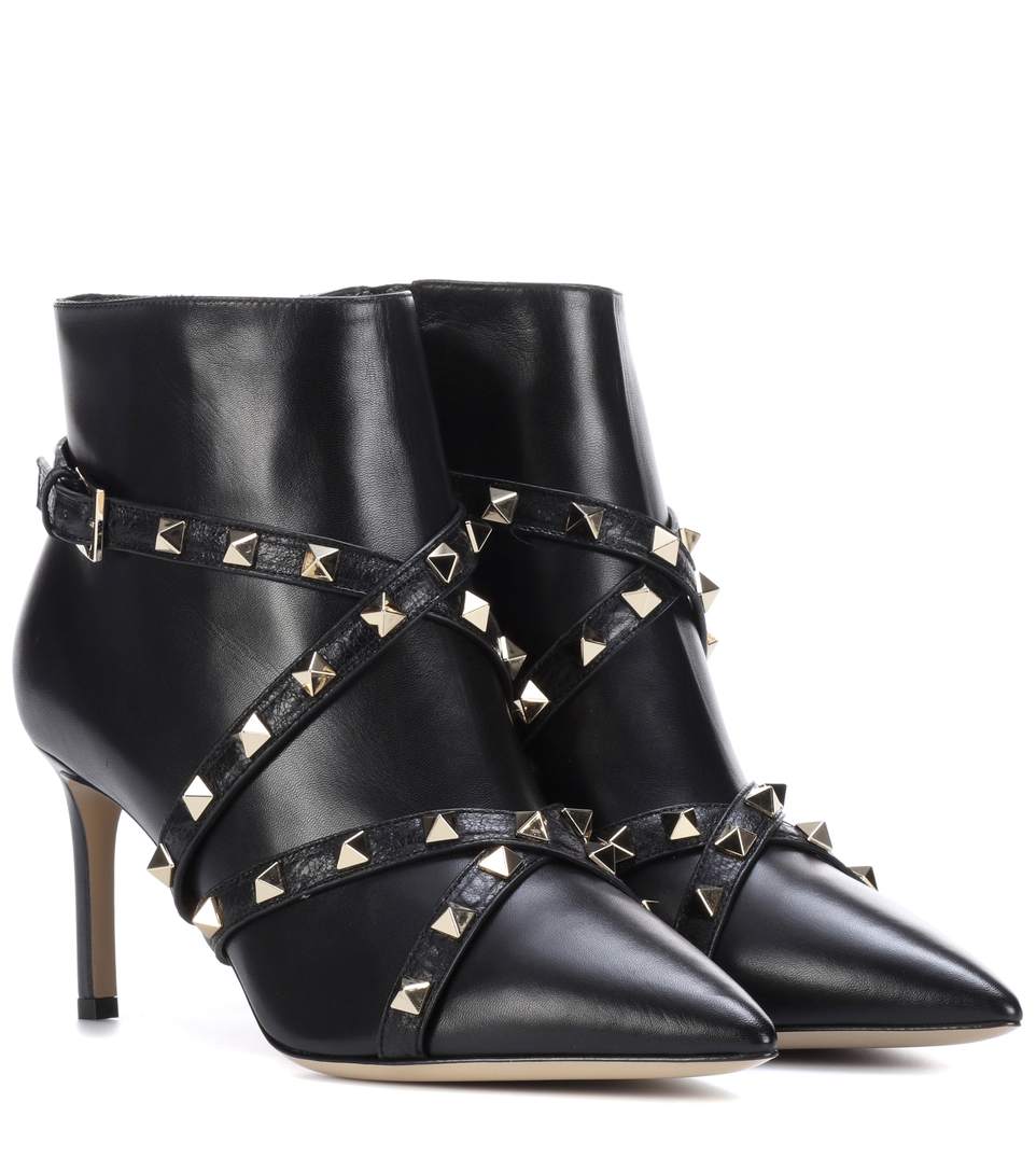 Valentino Garavani Studwrap Leather Ankle Boots In Black | ModeSens