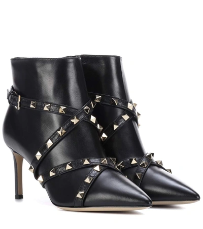 Shop Valentino Studwrap Leather Ankle Boots In Black