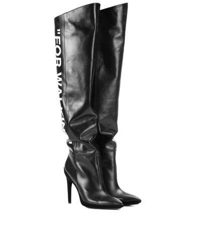 Shop Off-white Leather Boots In Black