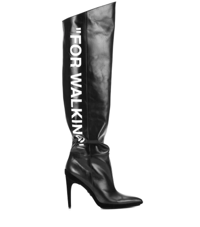 Shop Off-white Leather Boots In Black