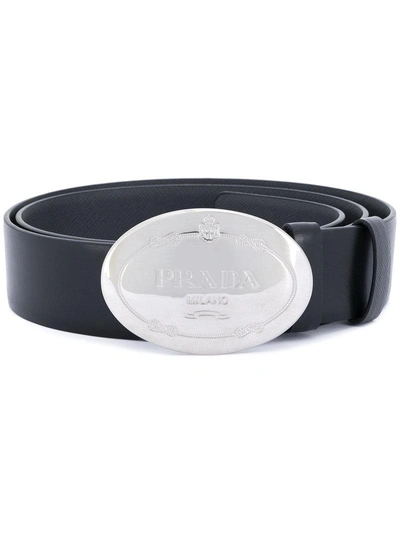 Shop Prada Branded Buckle Belt - Black