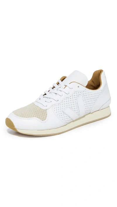 Shop Veja Holiday Bastille Leather Runners In Extra White/natural