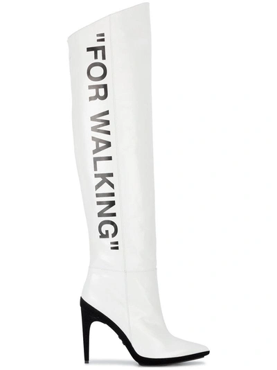 Shop Off-white White For Walking 120 Knee Boots  In 0110 White Black