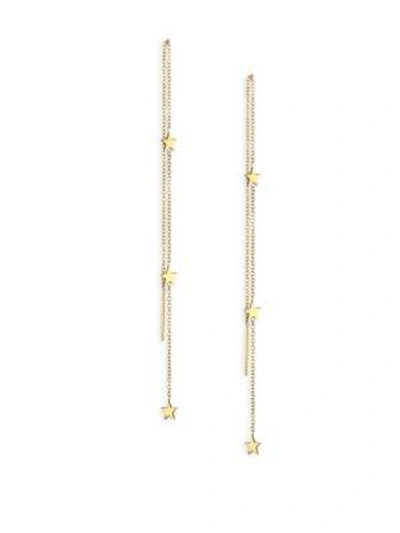Shop Zoë Chicco Women's 14k Yellow Gold Three Star Threader Earrings