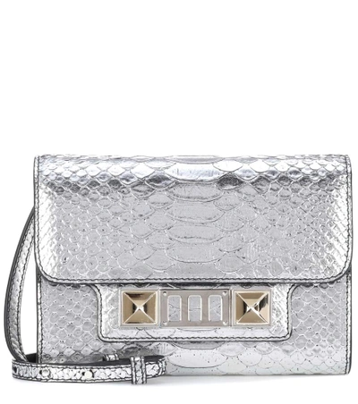 Shop Proenza Schouler Ps11 Wallet Metallic Leather Clutch In Silver