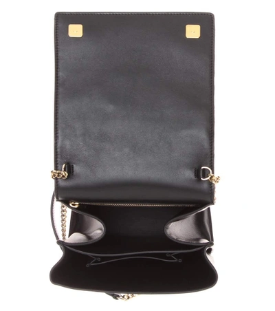 Shop Rochas Leather-trimmed Shoulder Bag In Black
