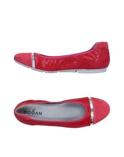 Shop Hogan Woman Ballet Flats Fuchsia Size 5 Soft Leather