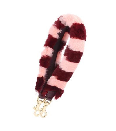 Dolce & Gabbana Striped Fur And Leather Bag Strap In Pink