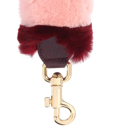 Shop Dolce & Gabbana Striped Fur And Leather Bag Strap In Pink
