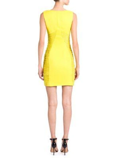 Shop Versace Embellished Cocktail Mini Dress In Yellow