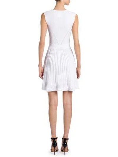 Shop Versace Knit Fit-&-flare Dress In White