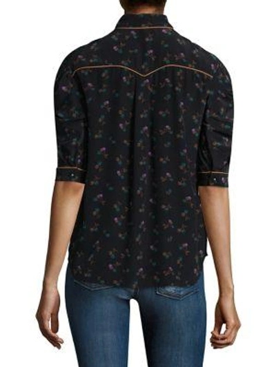 Shop Coach 1941 Gathered Front Silk Top In Black Multi