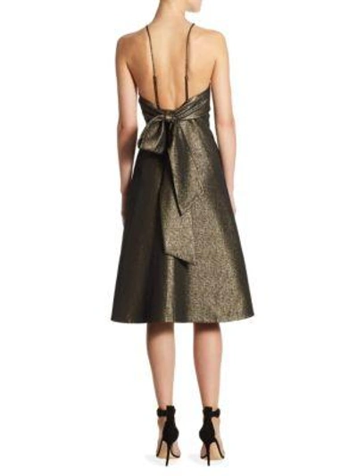 Shop Halston Heritage Glittered Sleeveless Dress In Antique Gold