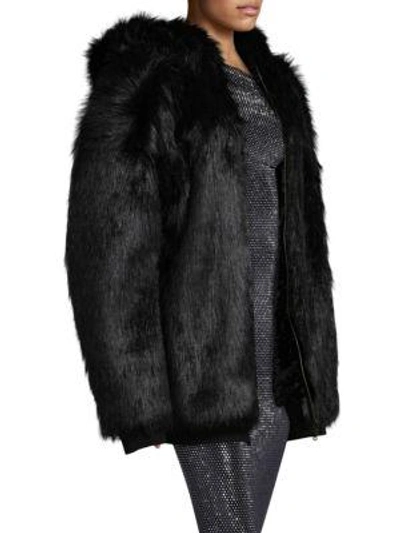 Shop Faith Connexion Sequin Faux Fur Revers Jacket In Black