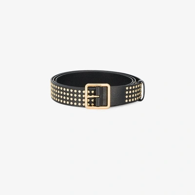 Shop Alexander Mcqueen Gold Studded Leather Belt In Black