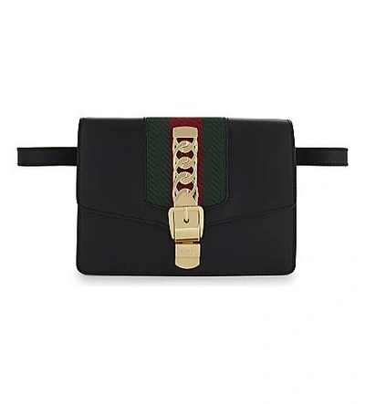 Shop Gucci Sylvie Leather Belt Bag In Black