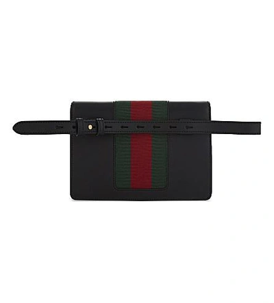 Shop Gucci Sylvie Leather Belt Bag In Black