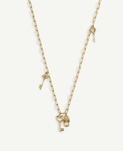 Shop Ann Taylor Lock And Key Layering Necklace In Gold