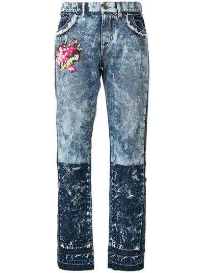 Shop Dolce & Gabbana Embroidered Distressed Jeans