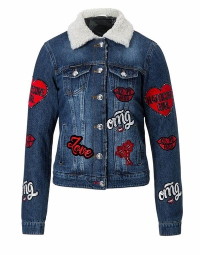 Shop Philipp Plein Denim Jacket "cryer"