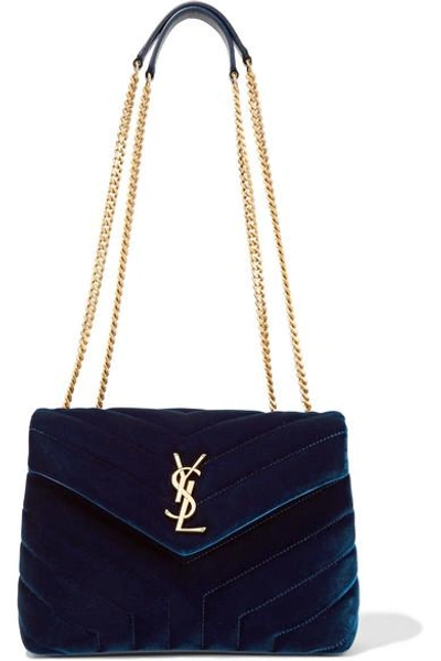 Shop Saint Laurent Loulou Small Quilted Velvet Shoulder Bag