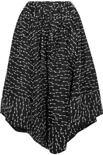 Shop Rosie Assoulin Asymmetric Tweed And Silk-gazar Midi Skirt