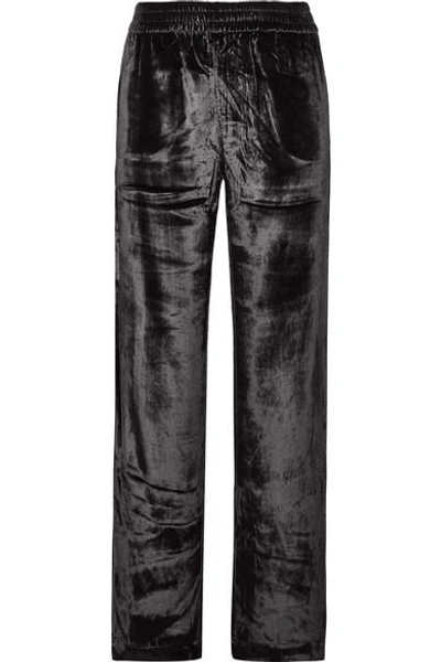 Shop J Brand Ardon Velvet Wide-leg Pants In Black