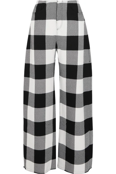 Shop Marques' Almeida Checked Wool-gabardine Wide-leg Pants