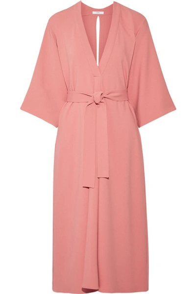 Shop Tome Cutout Crepe Midi Dress In Pink