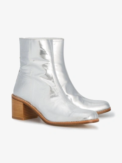 Shop Maryam Nassir Zadeh Silver Patent Leather Fiorenza 60 Boots