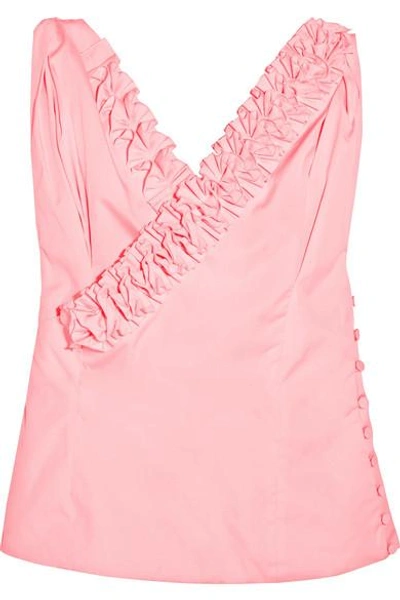 Shop Jacquemus Seville Ruffled Cotton Top In Pink