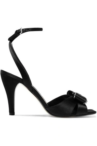 Shop Loewe Crystal-embellished Satin Sandals