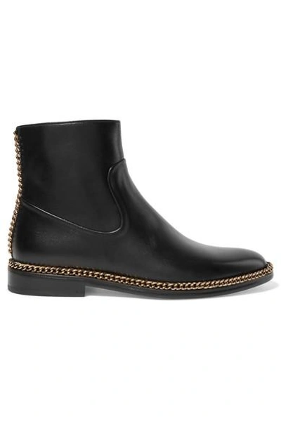 Shop Lanvin Chain-embellished Leather Chelsea Boots