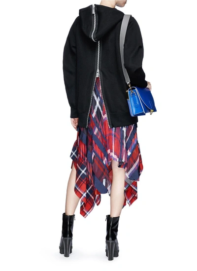 Shop Sacai Plaid Pleated Wrap Midi Skirt