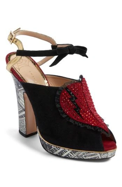Shop Charlotte Olympia Killer Heels Sandal In Black/ Red Suede