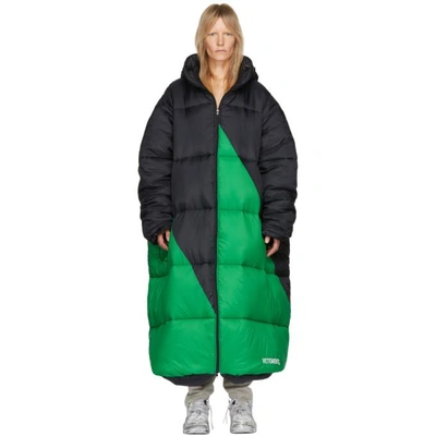 Vetements Black & Green Vagabond Sleeping Bag Puffer Coat | ModeSens