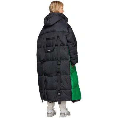 Vetements Black & Green Vagabond Sleeping Bag Puffer Coat ($3,970) ❤ liked  on Polyvore featuring men's fashion,…
