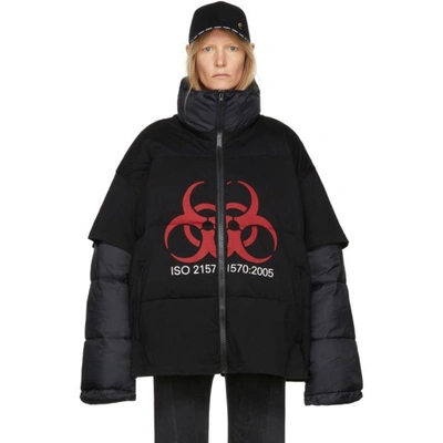 Shop Vetements Black Volunteer T-shirt Puffer Jacket