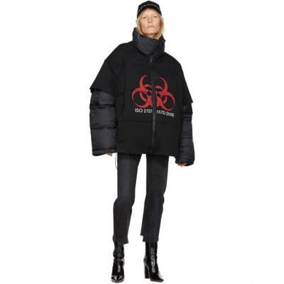 Shop Vetements Black Volunteer T-shirt Puffer Jacket