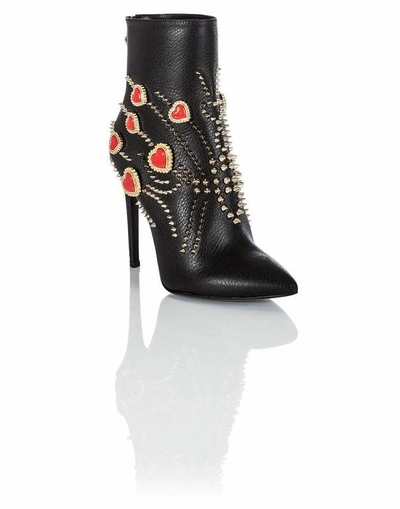 Shop Philipp Plein Boots Mid Heels High "crysta" In Black/light Gold