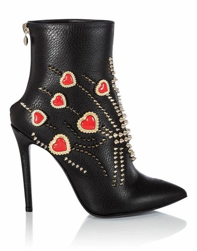 Shop Philipp Plein Boots Mid Heels High "crysta" In Black/light Gold